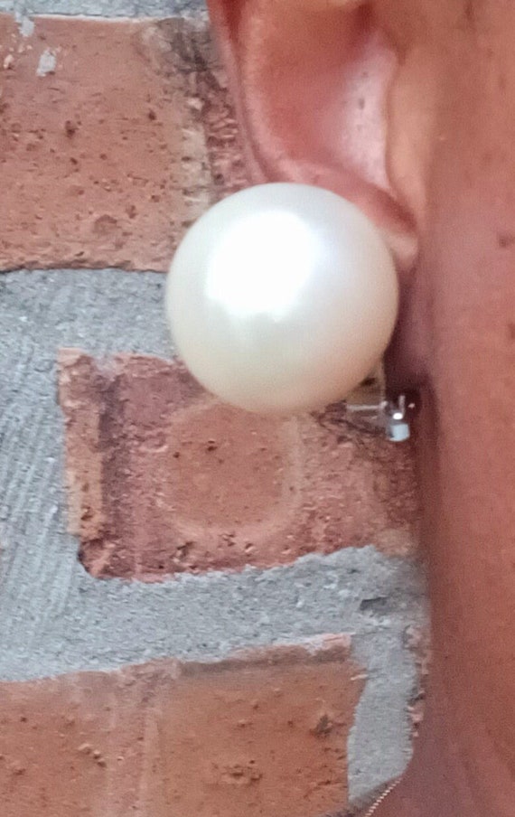 Rare Extra Large Giant Classic Pearl Stud Clip On 