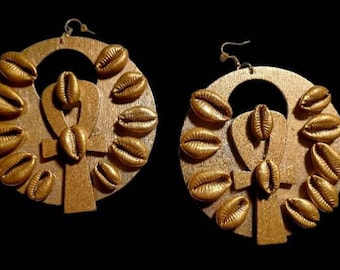 Handmade Cowrie Shell Hoop Earrings