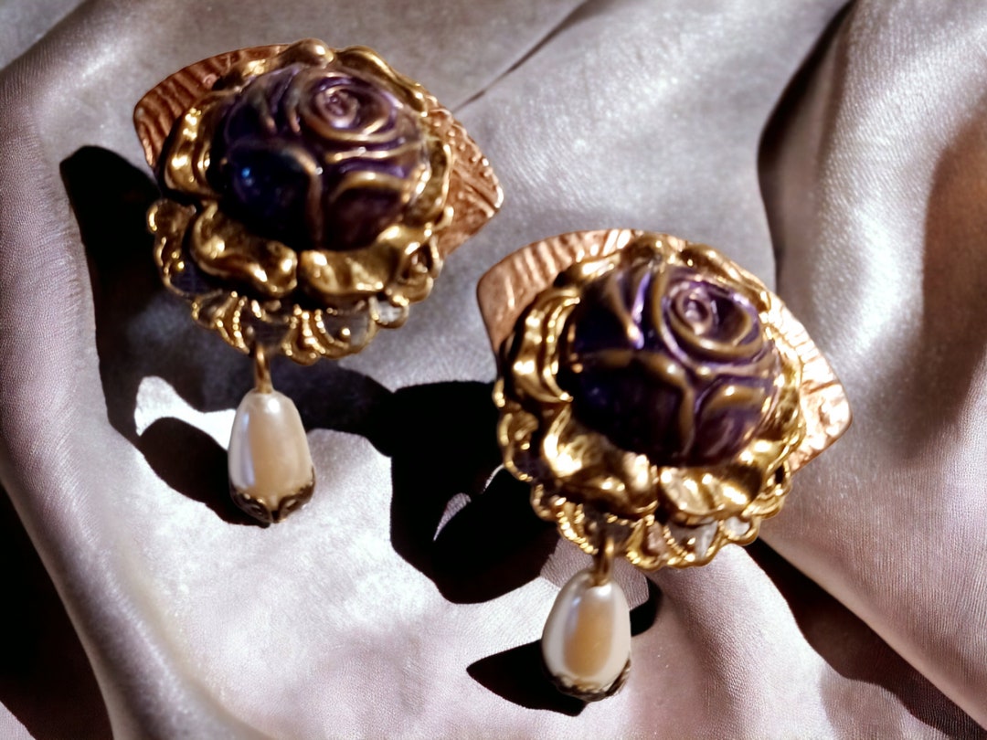 Copper & Brass Brutalist Vintage Clip-On Earrings