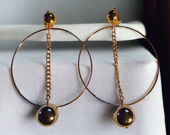 Handmade Gold Chain Hoop Clip On Earrings