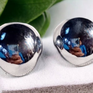 Large Silver Ball Stud Clip On Earrings