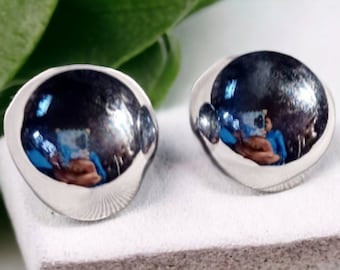 Large Silver Ball Stud Clip On Earrings