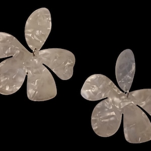 Handmade Abstract Large Flower Clip On Earrings