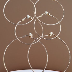 Set of 3 Classic Metal Hoop Clip On Earrings various sizes