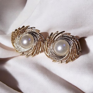 Large Classic Pearl Stud Clip On Earrings