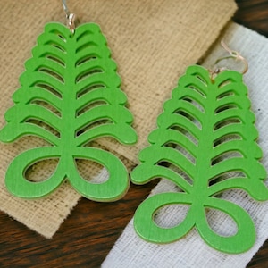 Classic Adinkra Symbol Wooden Earrings green