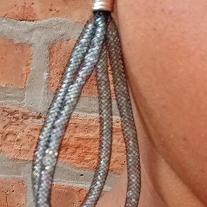 Clip on black fishnet and bead multi hoops