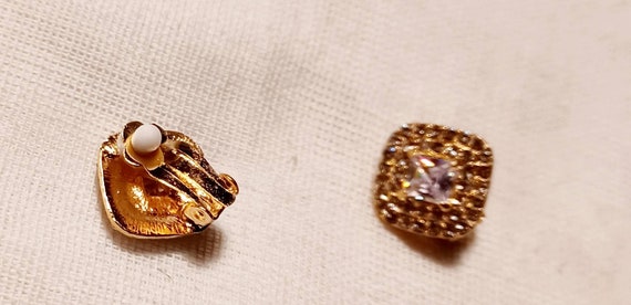 Small Crystal Stud Clip On Earrings gold - image 4