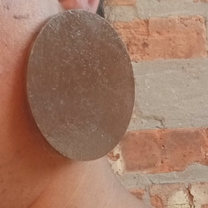 Extra Large 3 inch Minimalist Handmade Wooden Disc Clip on Earrings