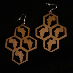Afrocentric Africa Silhouette Wooden Earrings