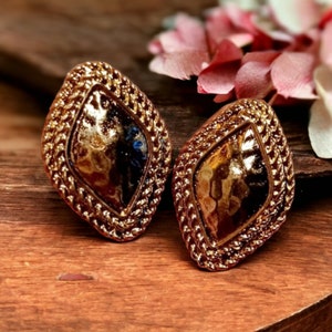 Classy Gold Hammered Stud Clip On Earrings medium