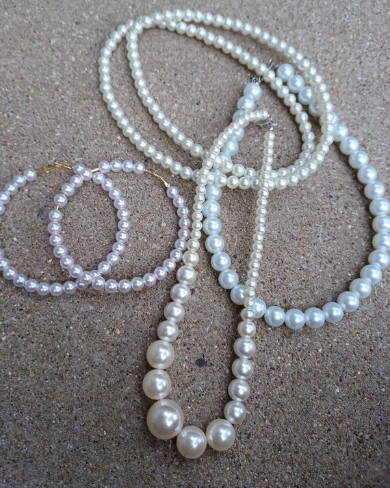 Chunky faux Pearl necklace Set - image 2