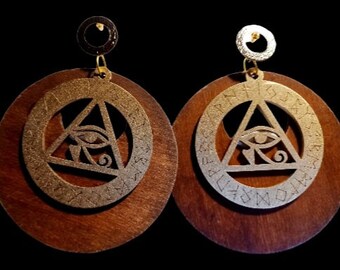 Extra Large Abstract Handmade Eye of Horus Egyptian symbol Earrings pierced