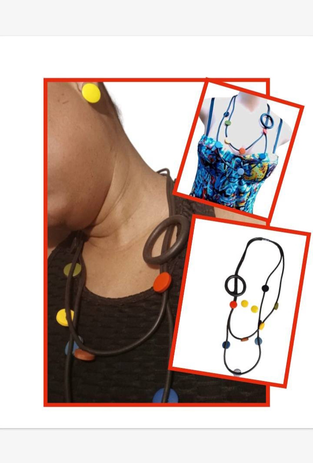 Handmade Abstract Avant Garde Design Statement Necklace and Earrings ...