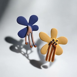 Abstract Pop Art Metal stud  Statement Earrings (pierced ears)