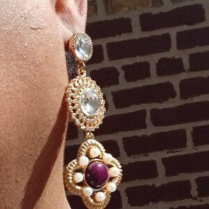 Handmade Vintage accents dangle earrings(Pierced ears)