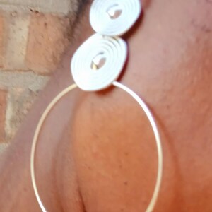 Handmade silver Metal Hoop Clip On Earrings