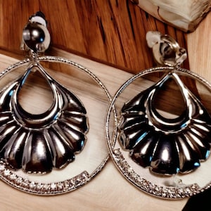Light Hammered Metal Hoop Clip On Earrings Silver
