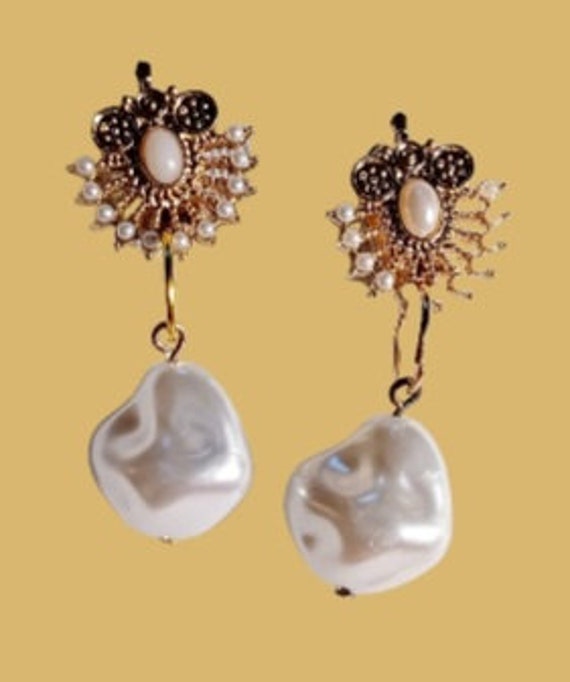 Handmade  Faux Pearl Clip On Earrings