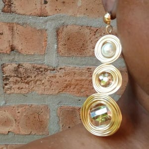 Large Abstract Handmade  Faux Pearl Clip On Earrings