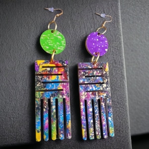 Handpainted Abstract Adinkra Symbol Wooden Earrings