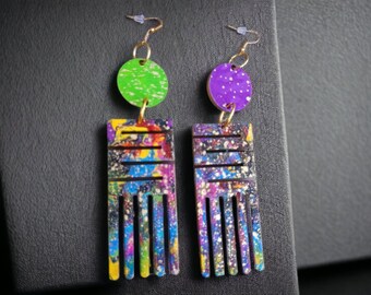 Handpainted Abstract Adinkra Symbol Wooden Earrings