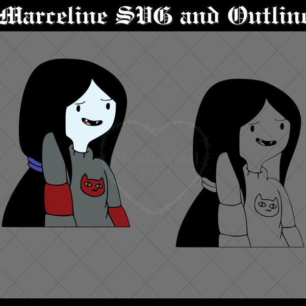 Marceline Vampire Queen Adventure Time SVG and Outline Cricut Instant Download