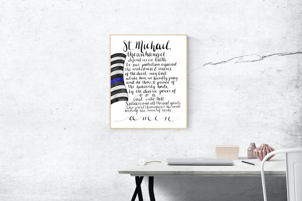 Thin Blue Line St. Michael Prayer Digital Print Catholic - Etsy