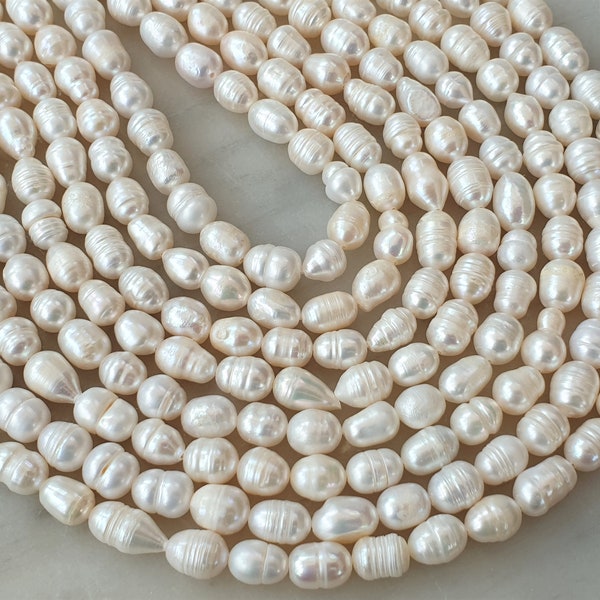 1x Ivory Freshwater Pearls, Loose Baroque Oval Pearl Beads 7-13mm Natural Pearl Beads, Gemstone Beads, Jewellery Making Supplies