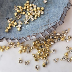 20x Winzige Kristall Strass Charms Klar Facettierte Kristall Anhänger, Gold Runde Charms, Ohrringe Herstellung, Schmuckzubehör