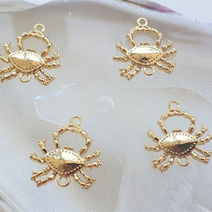 2/4/6/10 x Gold Plated Crab Connectors, Real 14K Gold Plated Brass, Crab Links Jewellery Supplies