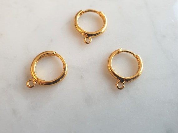 2pcs 25mm 18K Gold Hoop Earring Blanks,real Gold Plated Brass