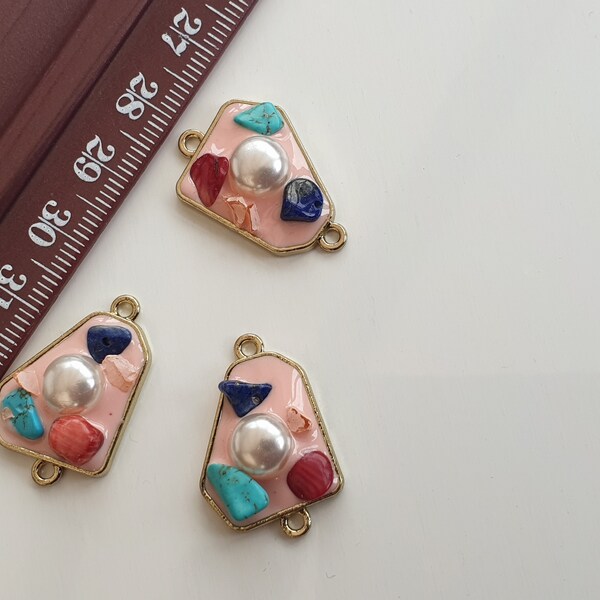 Pink Pearl Connector - Etsy