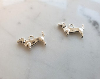 30x Dackel Hund Charms, Silber Wurst Hund Charm Anhänger, Schmuck Zubehör