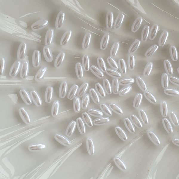 8x4mm weiße Reisperlen-Acrylperlen, weiße Kunstperlen, Reisperlen für die Schmuckherstellung, Hochzeitsaccessoires