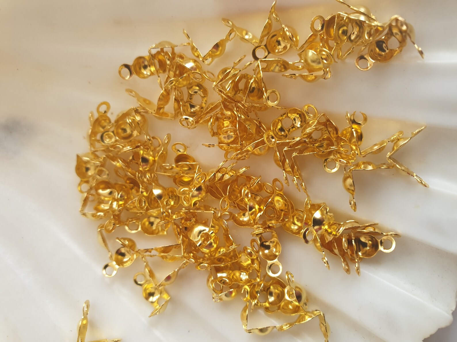 50 Pcs 24k Gold Plated Crimp Beads Crimp 15x4mm Callote Etsy