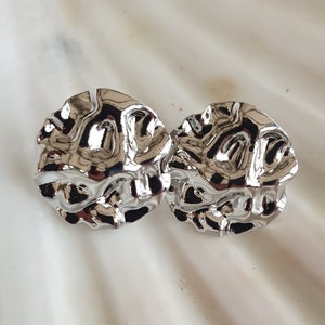 Real Platinum Plated Hammered Disk Stud Findings, Brass Earring Studs, Geometric Shape Earrings