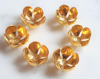 20x 3D Flower Embellishments, 13mm Gold Flower Bead Caps, Tiaras, Hair Comb Making Flowers, Jewellery Supplies