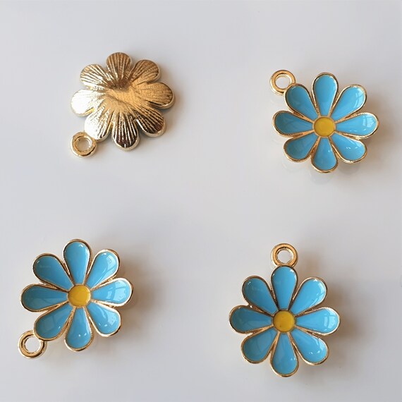 Enamel Flower Charms Random Assortment of Small Enamel Flower Charms Jewelry Supplies