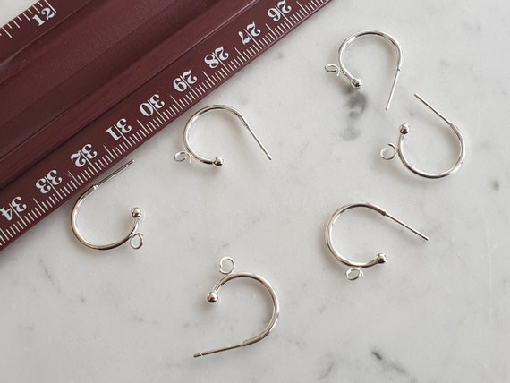 50pcs 16/20mm 925 Silver Plated Gold Rhodium Ear Hooks Earrings Clasps  Findings Earring Wires For