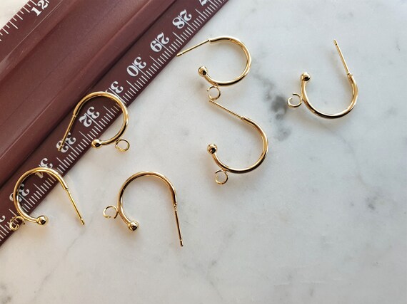 20mm Gold Hoop Earrings Blanks With Loop Real 24K Gold Plated