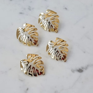 Große Mostera Ohrstecker, Gold Blätter Ohrstecker, Shinny Monstera Tropische Blatt Ohrstecker, Ohrringe Herstellung, Schmuck Zubehör