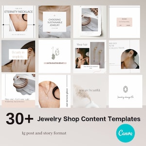Jewelry Shop Content Templates - Instagram Posts for jewelry store, Ready to use content, Jewelry Business, Social Media, small business