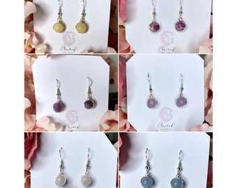 Hand Made Crystal Earrings, with a choice of crystals, Crystal Gift Ideas, Crystal Jewellery, Rose quartz, Amethyst, Aquamarine, Earrings,