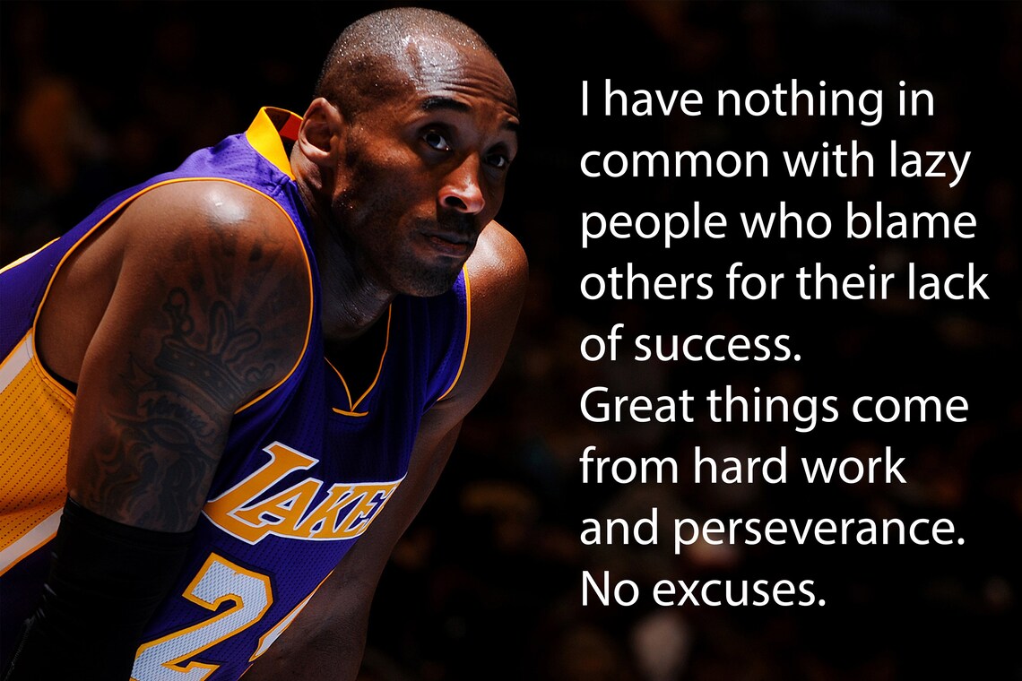 Kobe Bryant Quote LA Lakers Art Wall Indoor Room Outdoor Etsy
