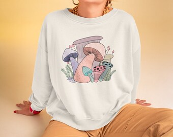 Botanical Mushroom Print Sweatshirt, Unisex Vintage Style