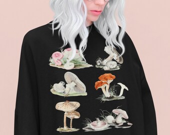 Vintage Style Mushroom Print Sweatshirt, Botanical Jumper