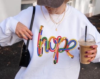 Sweatshirt Hope Message, unisex trui, kleding voor geestelijke gezondheid