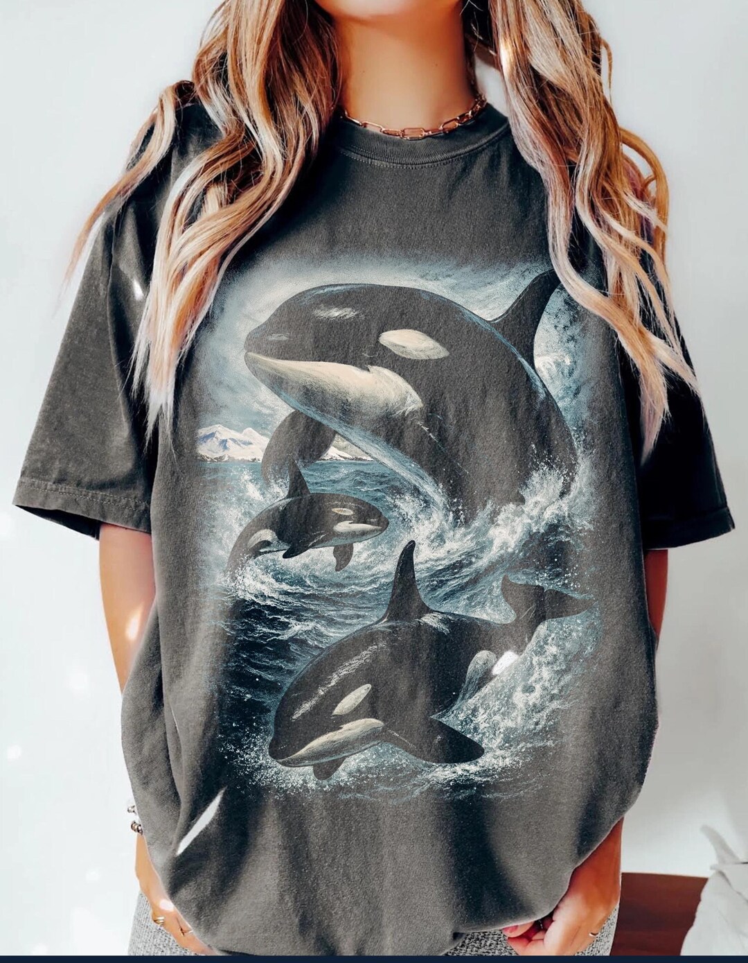 Vintage Orca Family 90s Graphic T-shirt, Retro Killer Whale Ocean Tee ...