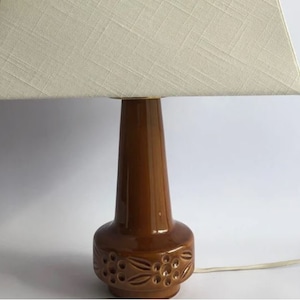 Ceramic table lamp, Mid Century ceramic, without shade, caramel brown, 60s, 28 cm